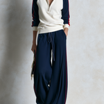 Retro Color-Block Fleece Zip-Up Sweatshirt And Jogger Set For Women