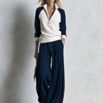 Retro Color-Block Fleece Zip-Up Sweatshirt And Jogger Set For Women