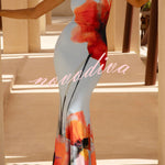 Floral Print Sleeveless Slim-fit Elegant Fishtail Maxi Dress