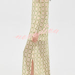Summer Fashion Floral Crochet Cutout Fabric Long Sleeve Slit Vacation Midi Dress