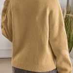 Solid Color Casual Loose Lace-up Knitted Sweater