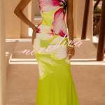 Floral Print Sleeveless Slim-fit Elegant Fishtail Maxi Dress