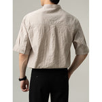 Loose Stand Collar Embroidered Shirt