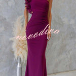 Fashionable Mesh Sleeveless One-shoulder Waist-revealing Maxi Dress