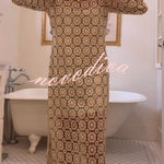 Summer Fashion Floral Crochet Cutout Fabric Long Sleeve Slit Vacation Midi Dress