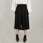 Casual Loose-fitting Wide-leg Cropped Trousers