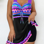 Freya | Printed Purple Drawstring Swimsuit
