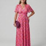Juna | Short Sleeve Ditsy Floral Print Midi Dress