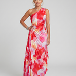 Carla | One Shoulder Pleated Bodice Midi Dress