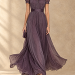 Elia Gathered Waist Keyhole Maxi Dress