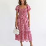 Odette | Off Shoulder Floral Smocked Midi Dress