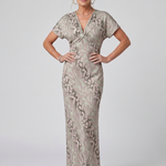 Astra | Short Sleeve Abstract Pattern Maxi Dress