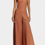 Belén Ramie Wide-Leg Halter Jumpsuit with Straight Neckline
