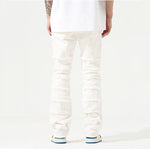 Layered Frayed Denim Trousers