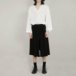 Casual Loose-fitting Wide-leg Cropped Trousers