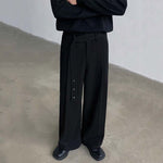 Belted Straight Casual Wool Wide-leg Trousers