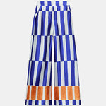 Chic Day Color-block Stripes Print High Rise Pocketed Wide Leg Pants