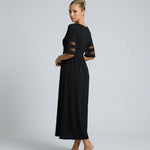 Zoe Pemberton | Black Mesh Stripe Midi Dress For Women