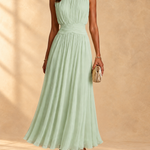 Iselle | Sleeveless chiffon maxi dress with ruched waist