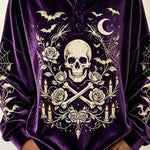 Spooky Season Velvet Long Sleeve Halloween Shirt with Buttons