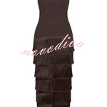 Western Chic Layered Tassels Hem Sleeveless Tank Maxi Dress