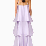 Soft and Smooth Satin Tiered Slip Square Neck A-line Maxi Dress
