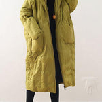 2025 Warm Yellow Down Coat original design literary retro overcoat