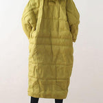 2025 Warm Yellow Down Coat original design literary retro overcoat