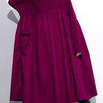 Elegant Cinched o neck Cotton clothes For Women Tutorials Purple  Dresses