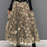 Elegant Dark Green Dot Patchwork Tulle Skirt Fall