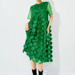 Women Black O-Neck Patchwork Dot Tulle Holiday Dress Summer