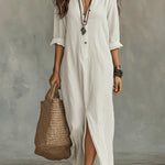 Alessia | Soft Black Maxi Dress with Buttons