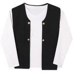 Shawl Vest White Long-sleeved T-shirt