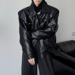 Casual Lapel Vintage Metal Button Leather Jacket