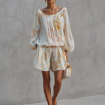 Elegant Urban Print White Chiffon Set
