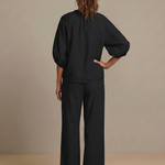 Natalia™ | Zip Front Blouson Top Wide Leg Set