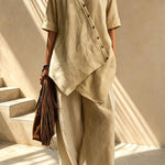 Tulum Asymmetric Linen Two-Piece Set