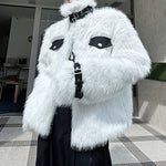 Reversible Deconstructed Leather Paneled Faux Fur Coat