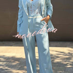 Timeless Essence Color Block Trim Button Up Long Sleeve Lapel Blazer
