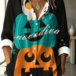 Halloween Shirt with Evil Spirit and Witch Hat Pattern