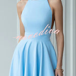 Solid Color Halter Neck Bow Tie Elegant Waist-cinching Midi Dress