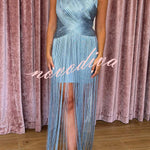 Modern Day Glam CrossTassel Sleeveless Drape Hem Maxi Dress