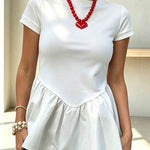 Playful and Cute Short Sleeve Ruffle Hem Stretchy T-shirt Top