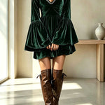 Vintage-Inspired Pearl Velvet Swing Dress