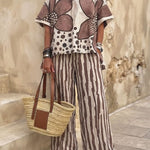 Floral Print Casual Two-Piece Pant Set