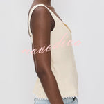 Fashionable Lace-trimmed V-neck Sleeveless Slim-fit Vest
