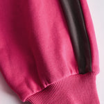 Sporty Color-blocked Ruffled Half-zip Hooded Long-sleeved Mini Dress