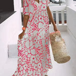 CHRISTINE™ | Long Summer Dress with Flowing Cut and Elegant Graphic Pattern
