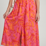 Zarelle | Puff Sleeve V Neck Bold Floral Print Midi Dress
