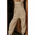 Women's Fleece Thermal Overalls With Zippered Pockets